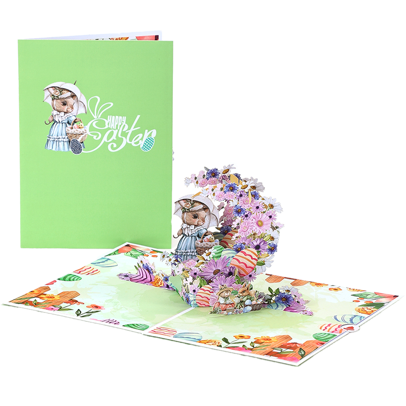 3D Easter Pop Up Card Bunny Egg Cute Spring Festival Greeting Card ...