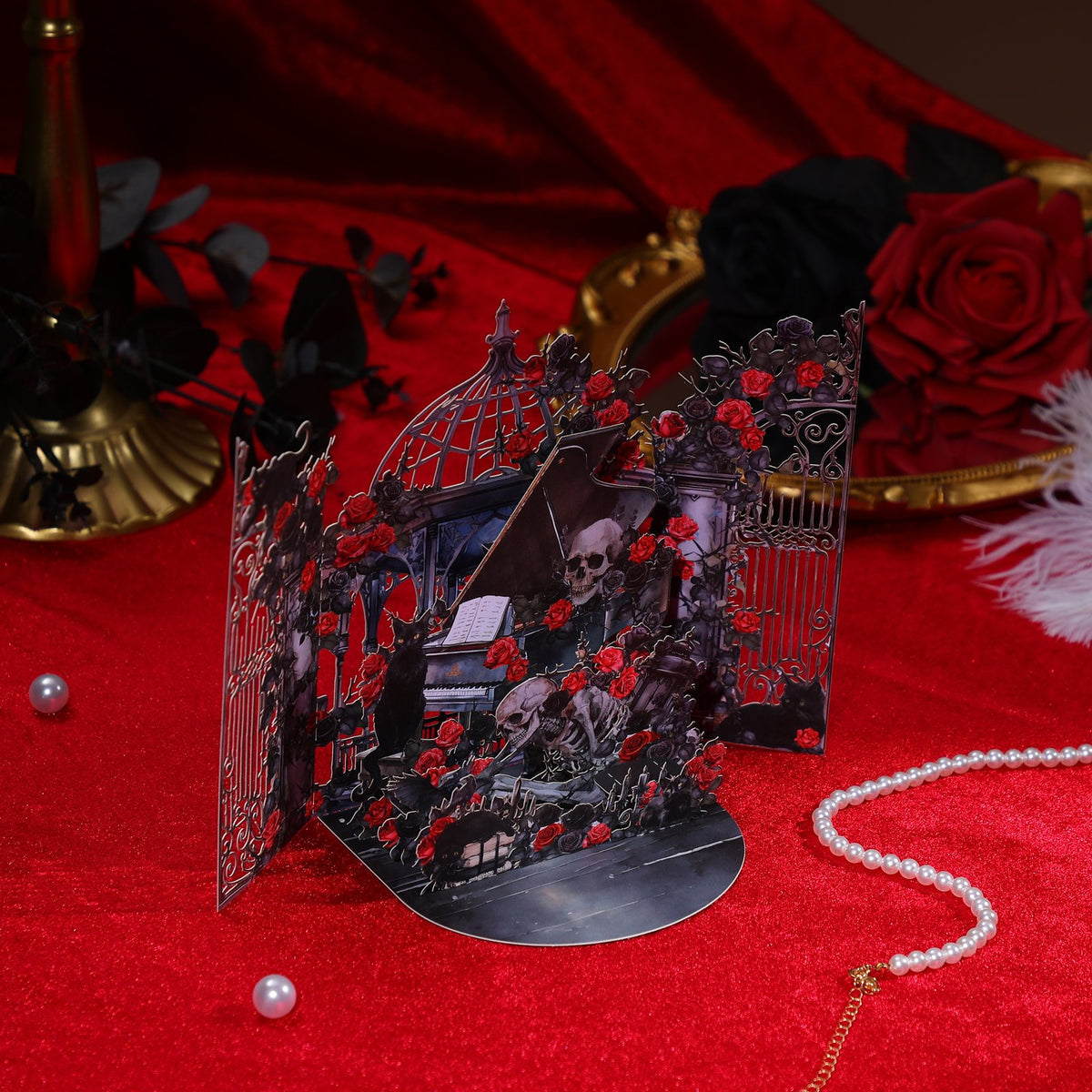 Black Rose Double Door Pop Up Card
