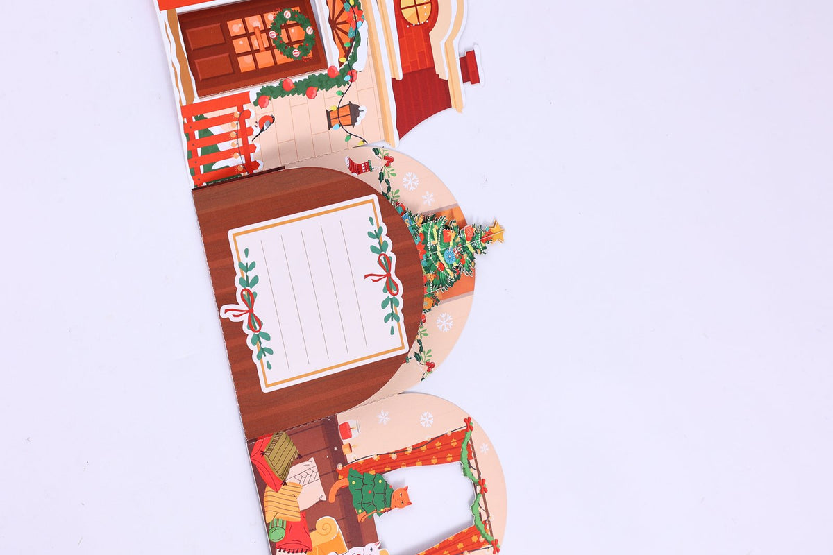 Cat Christmas Tree Double Door 3D Pop Up Card