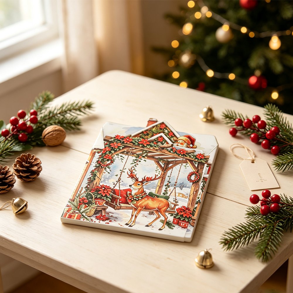 Red Christmas Double Door Pop Up Card