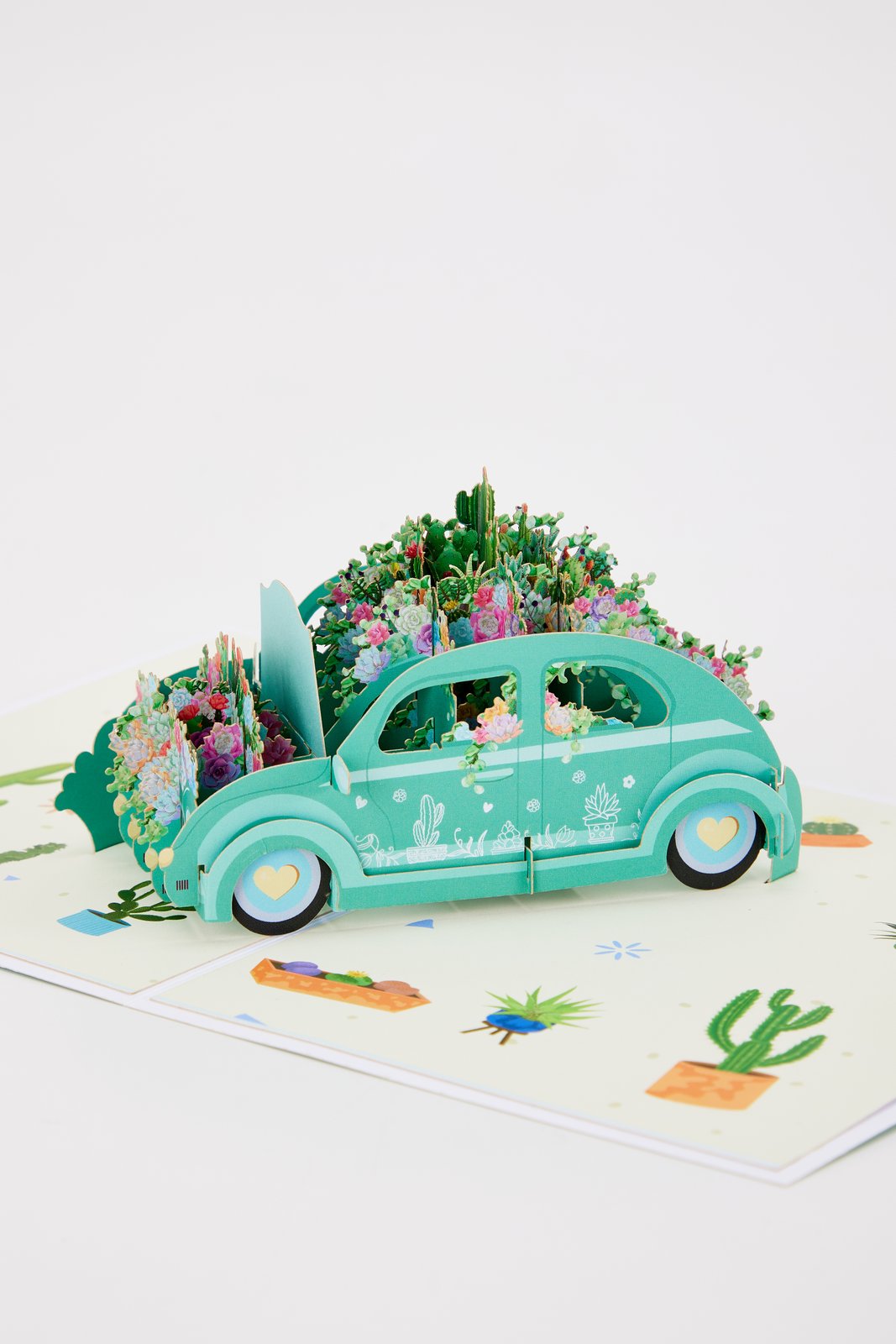 Succulent Cactus Flower Cart Pop Up Card