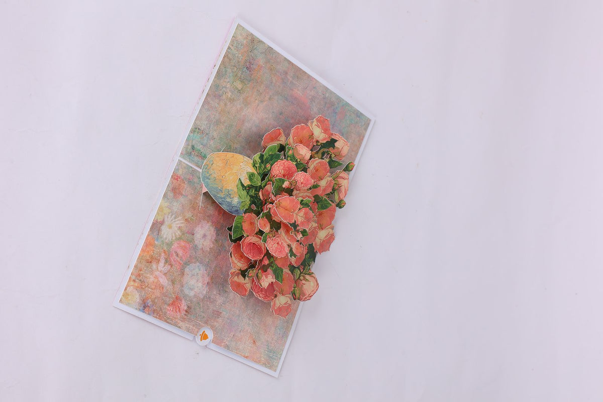 Pink Flower Bouquet Flip Pop Up Card