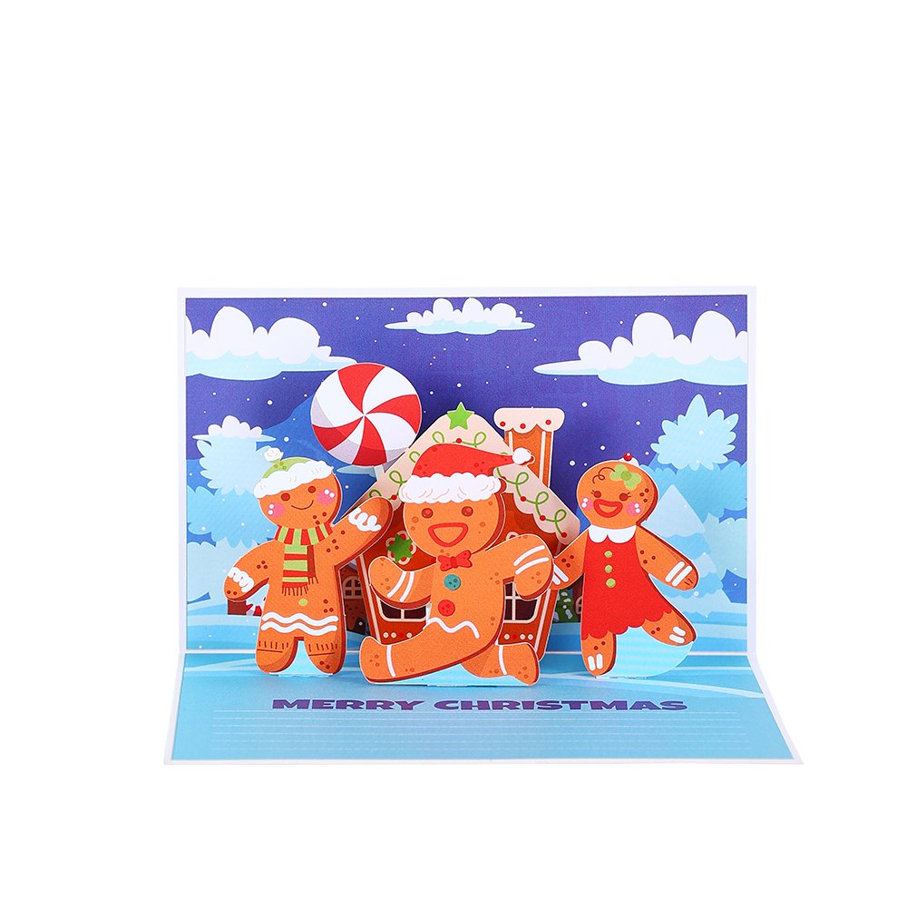 Santa Claus Trumpet Flip Pop Up Card Dark Blue
