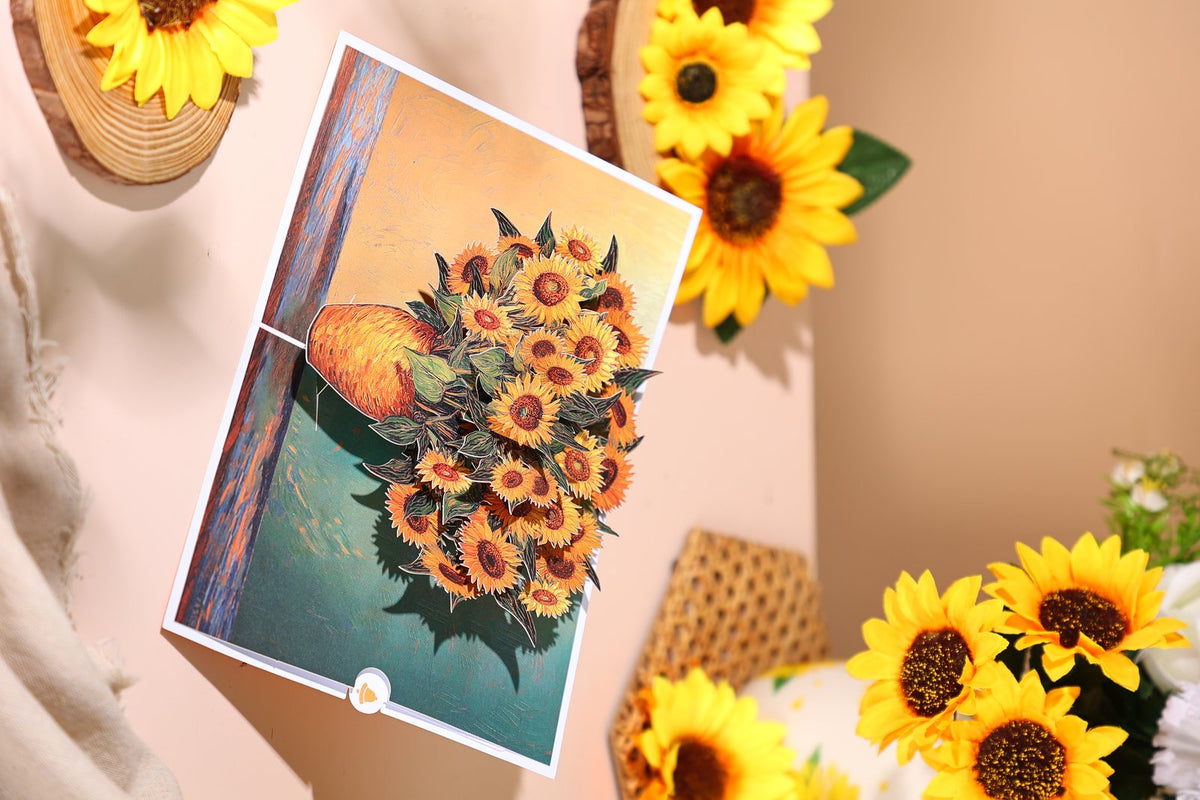 Sunflower Flower Vase 3D Pop Up Card