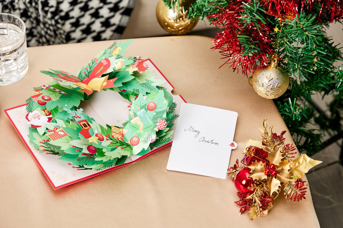 Christmas Floral Wreath Pop Up Card