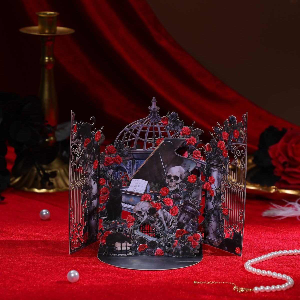 Black Rose Double Door Pop Up Card