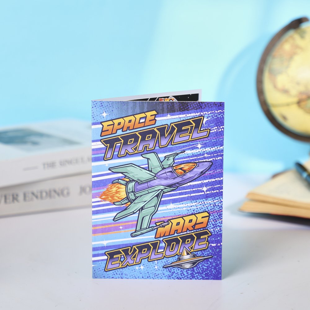 Space Airplane Flip Pop Up Card