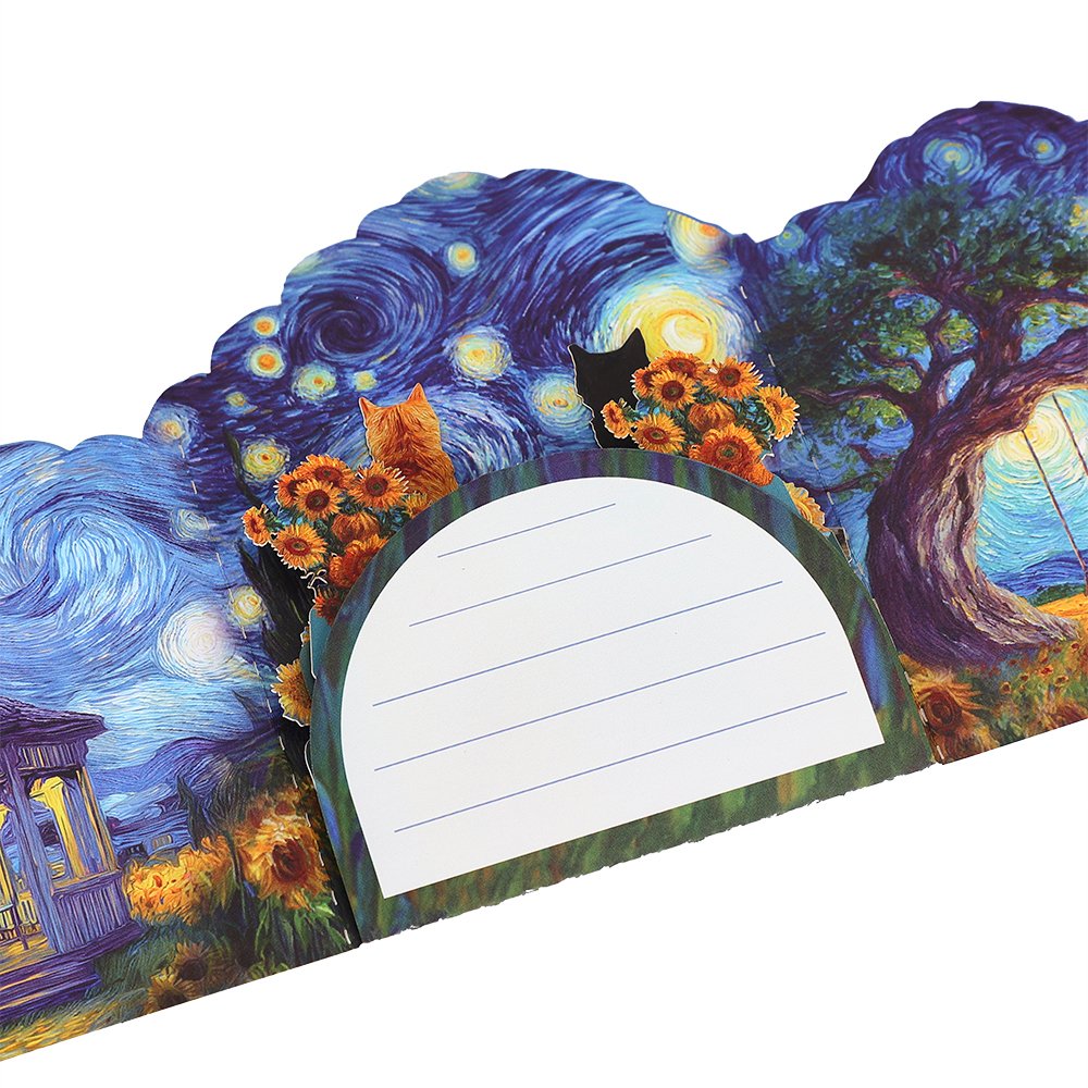 Van Gogh Starry Night Cat Greeting Card