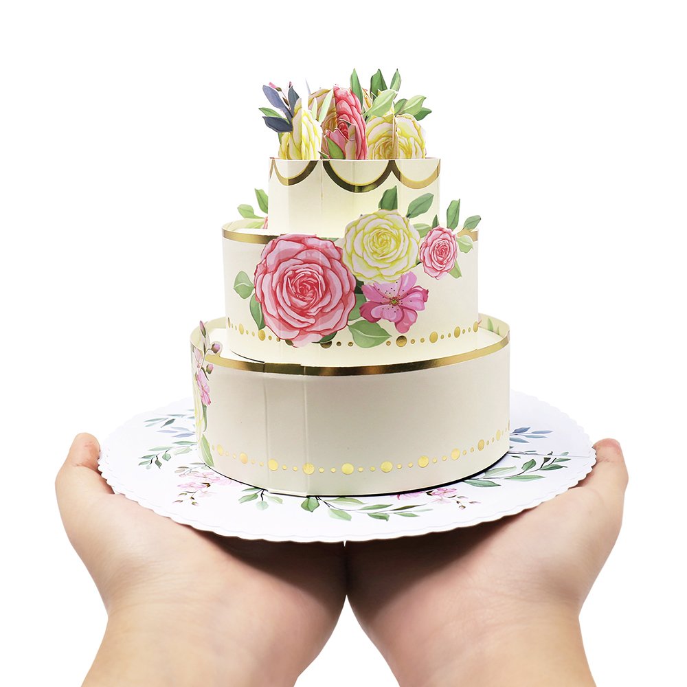 Floral Wedding Cake 3D Pop Up Card