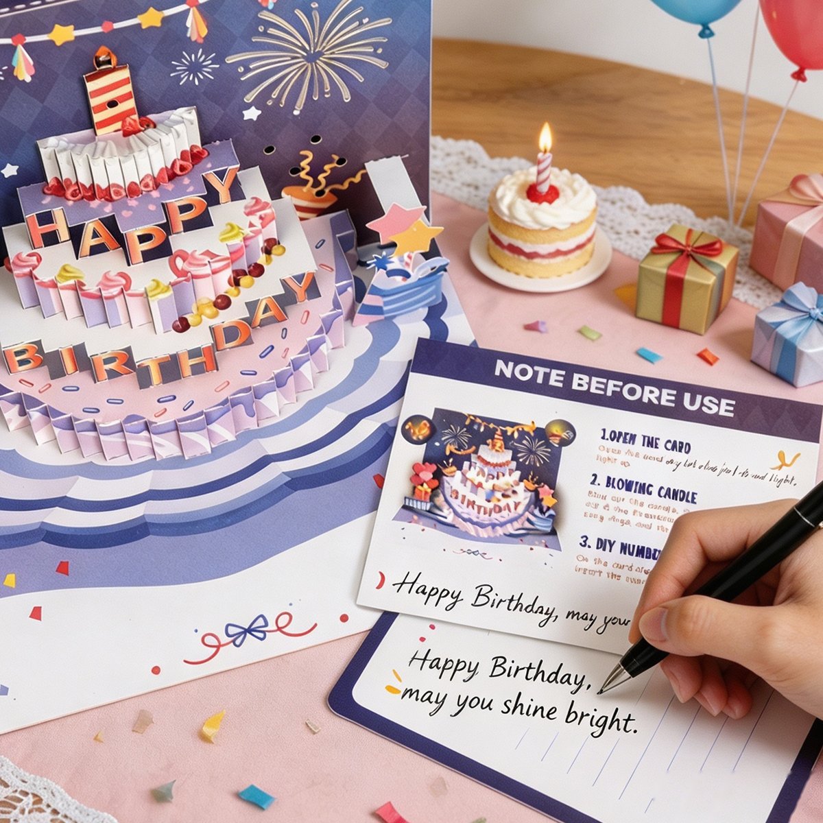 Balloon Happy Birthday Fireworks Greeting Card