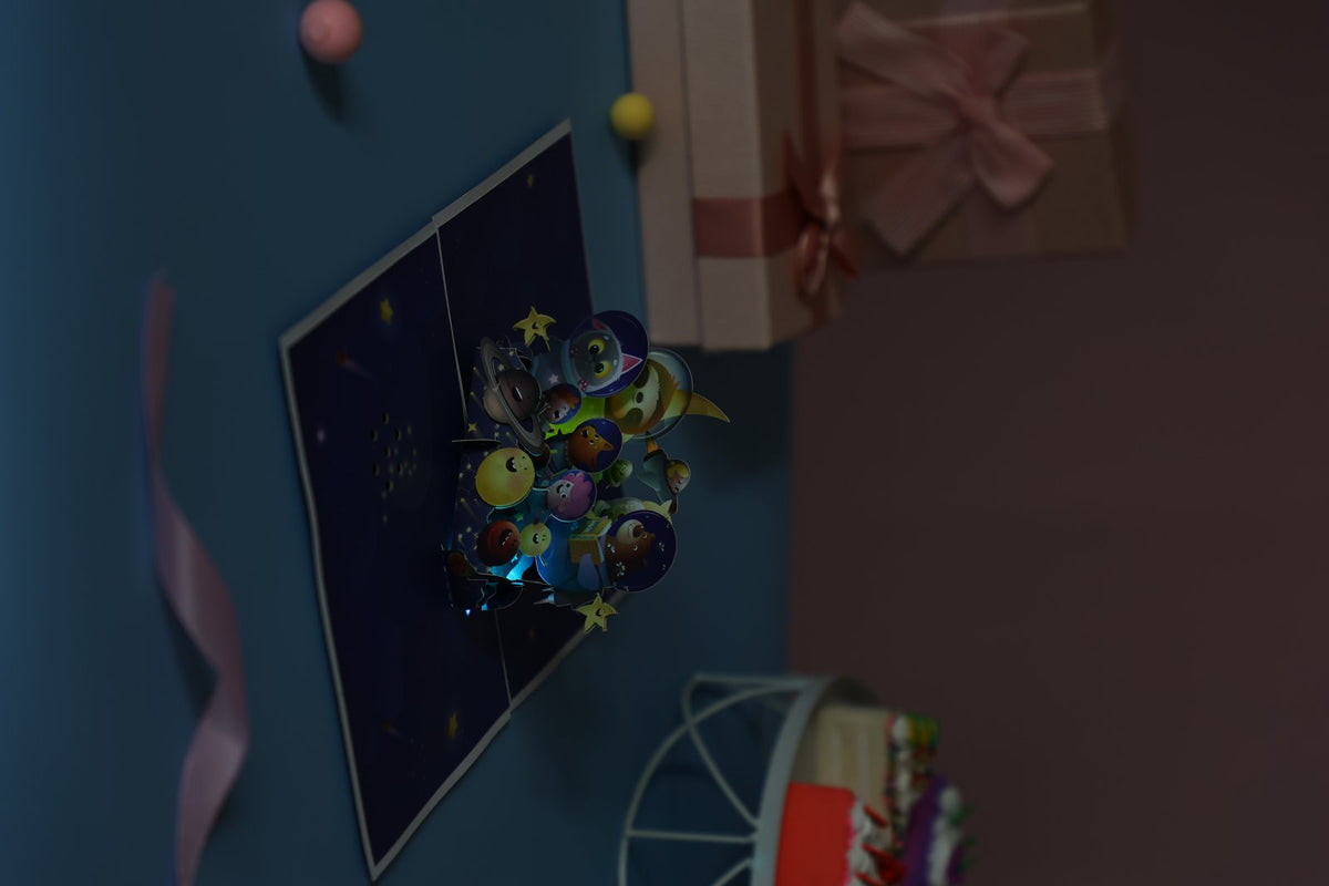 Space Animals Music 3D Pop Up Card