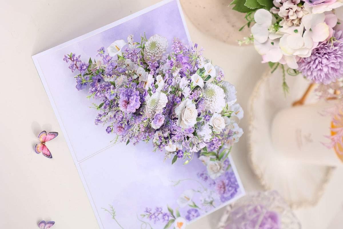 Mixed Wedding Flower Bouquet Pop Up Card