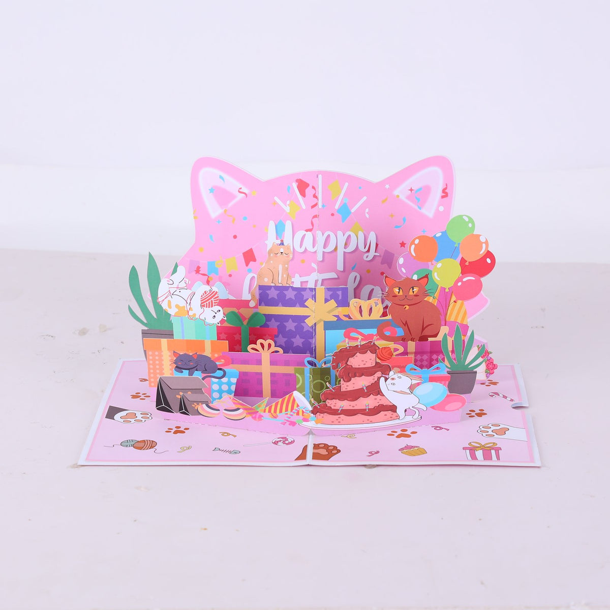 Cat Egg Birthday Party 3D Pop Up Card