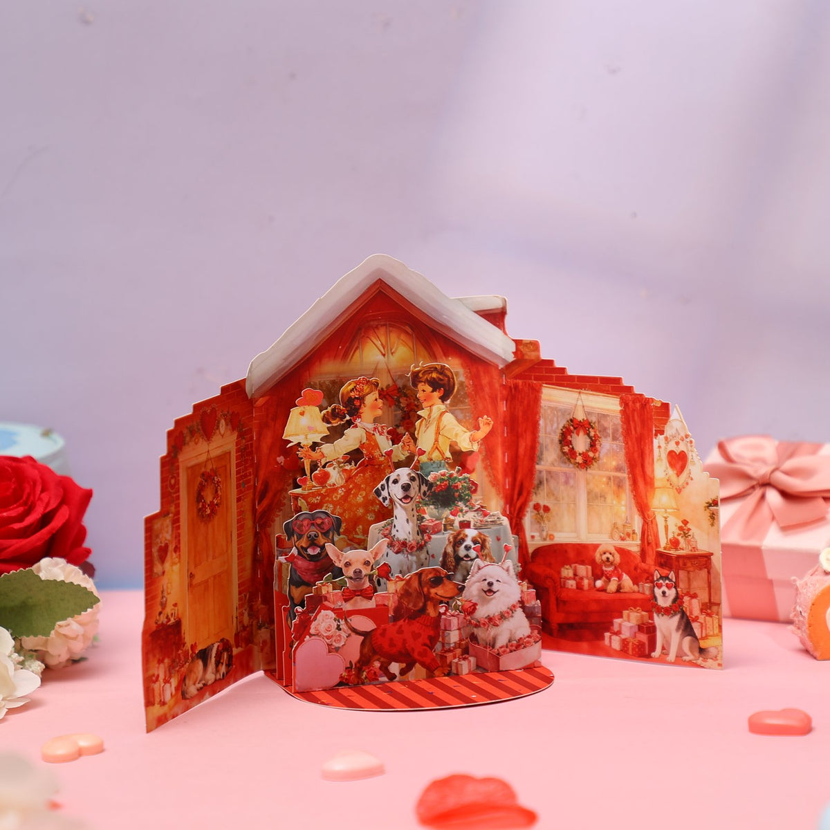 Vintage Valentine's Day Double Door Pop Up Card