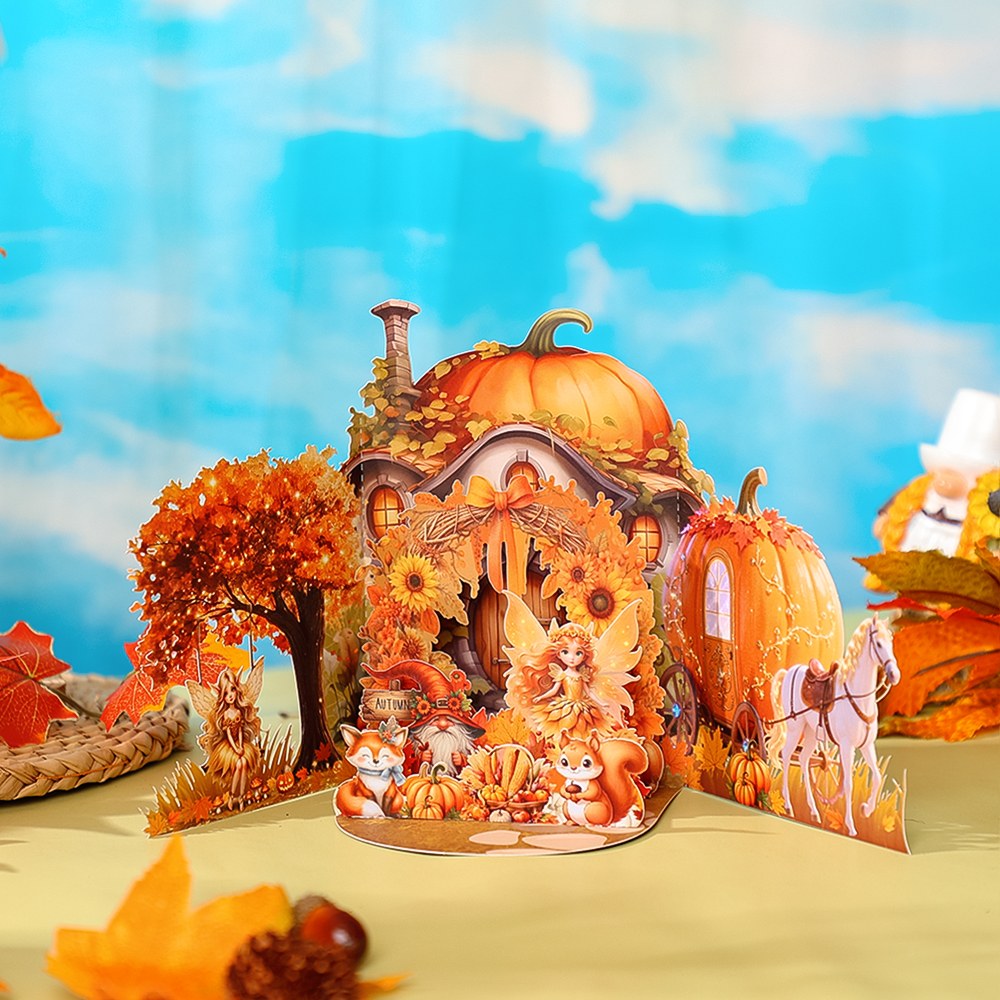 Thanksgiving Gnome Pumpkin Double Door Card