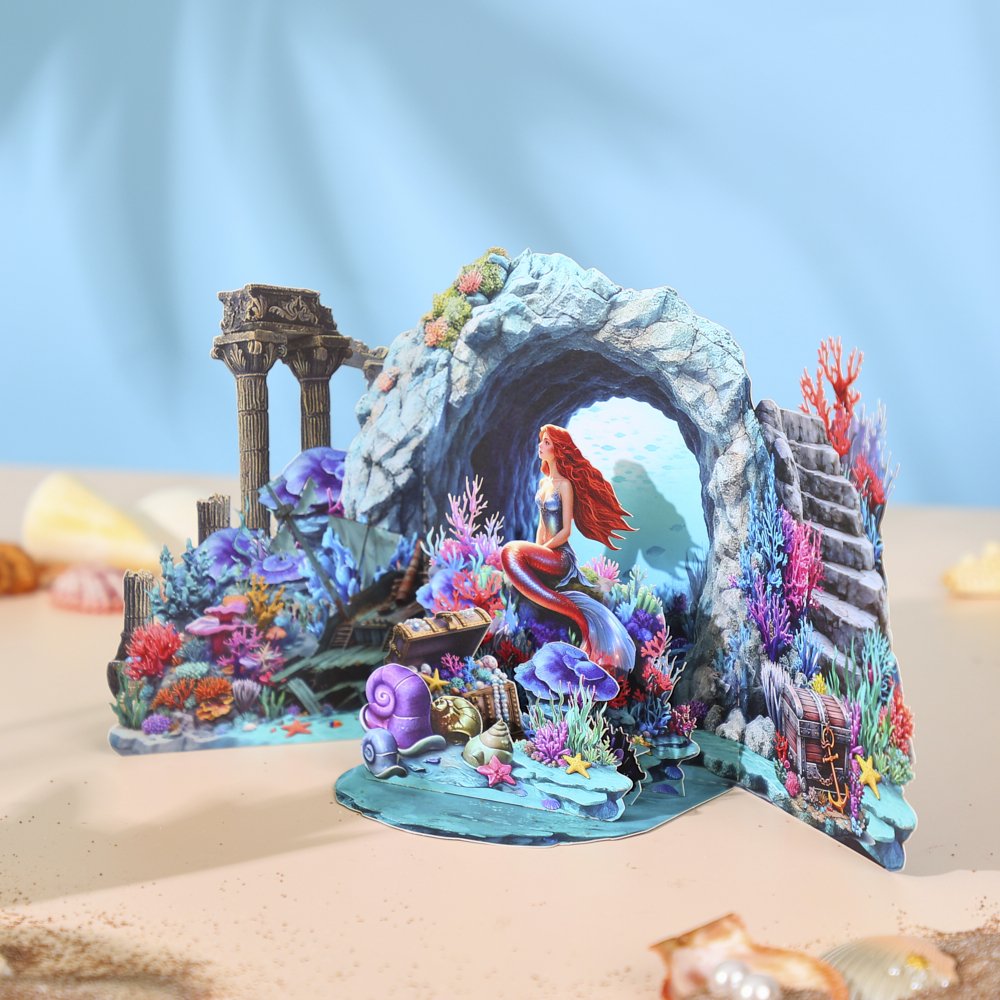 Mermaid Under The Sea World 3D Pop Up Card