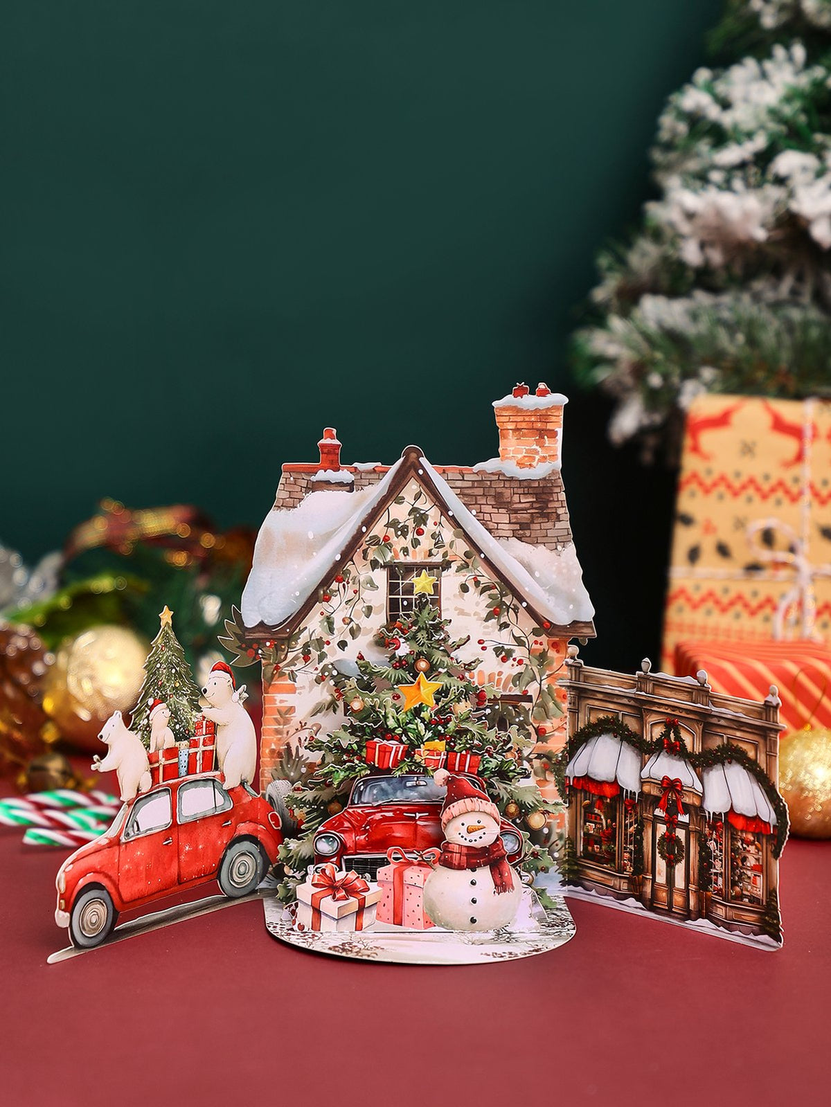 Christmas Vintage Car Flip Pop Up Card