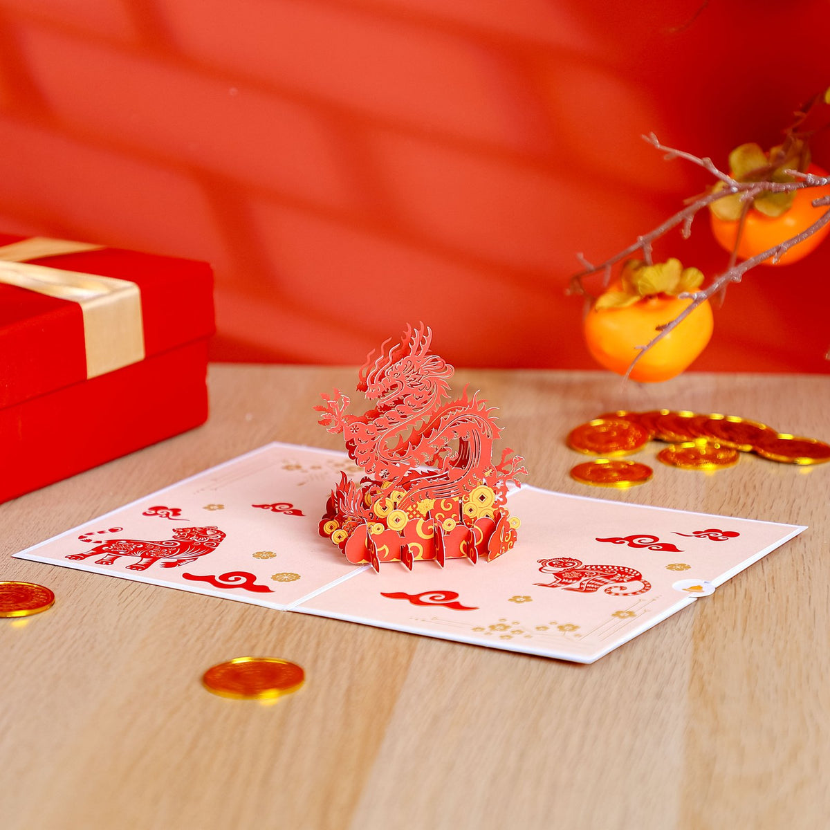 Chinese Dragon Paper-Cut 3D Pop Up Card