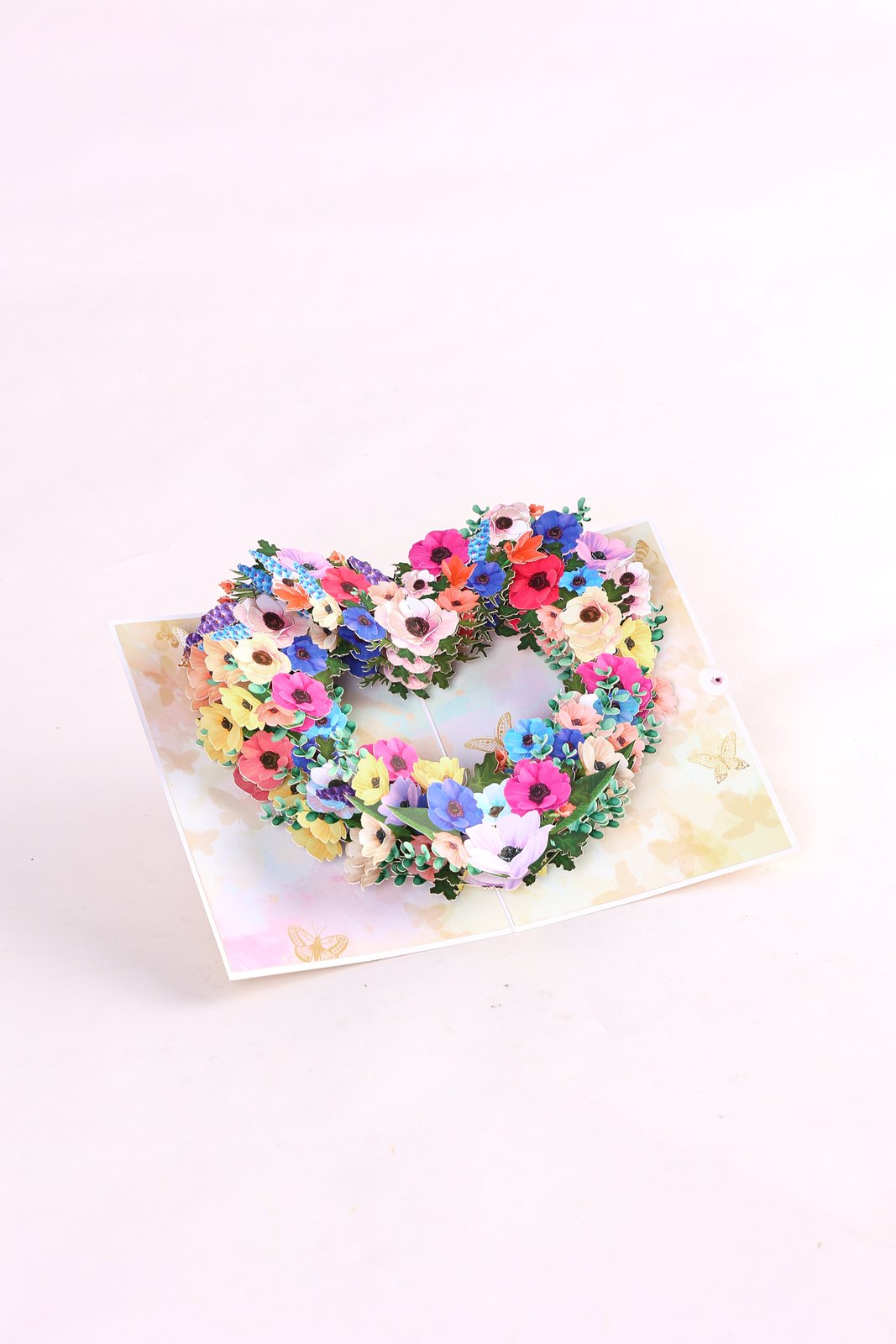 Heart Begonia Floral Wreath 3D Pop Up Card