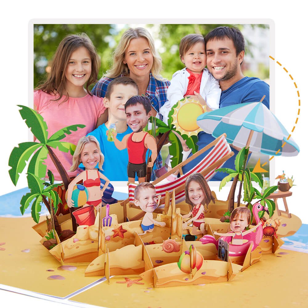Tropical Beach 3D Pop Up Card