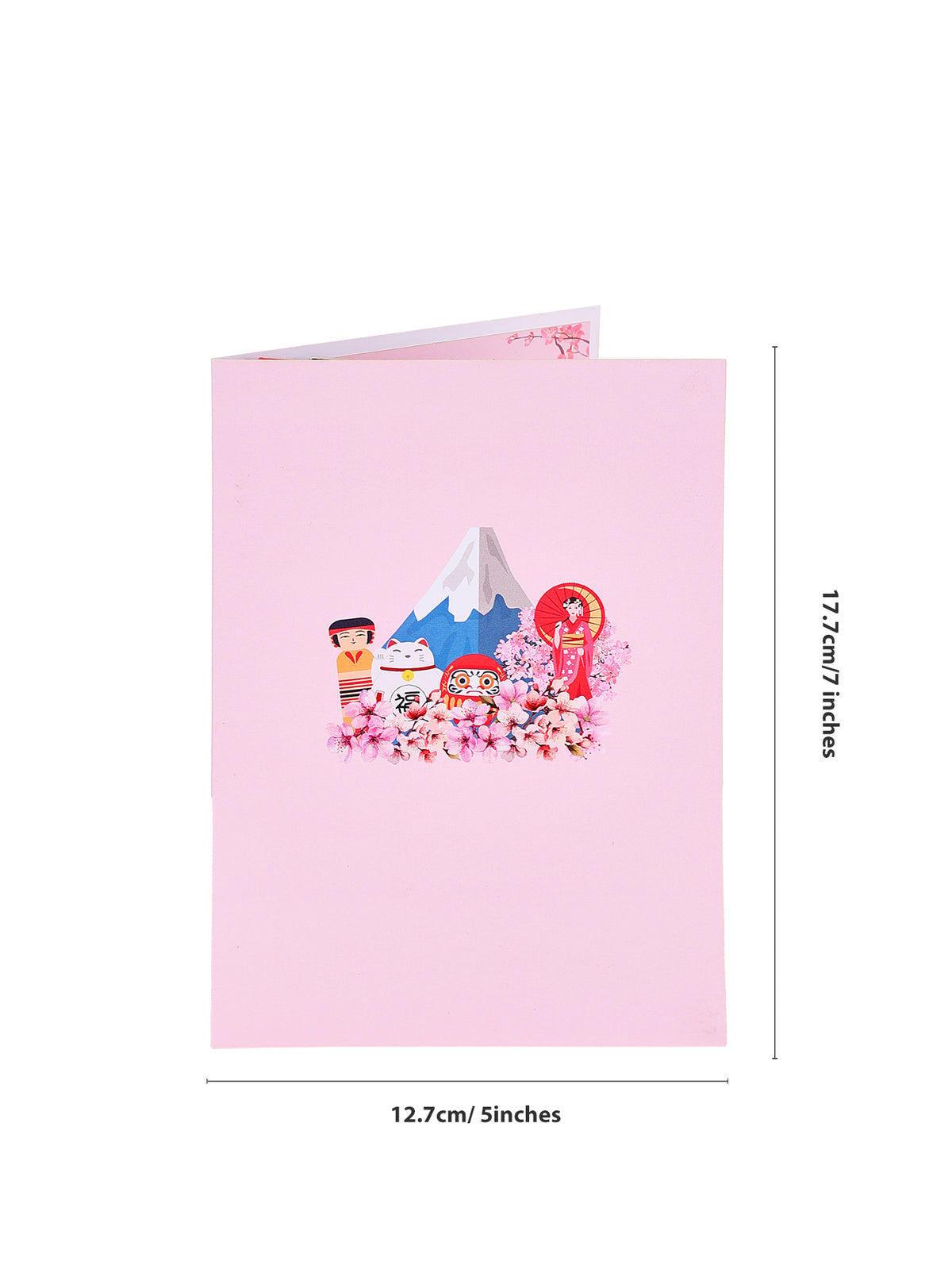 Custom Japan Scene 3D Pop-Up Card Mount Fuji & Cherry Blossom Bulk Travel Greeting Card