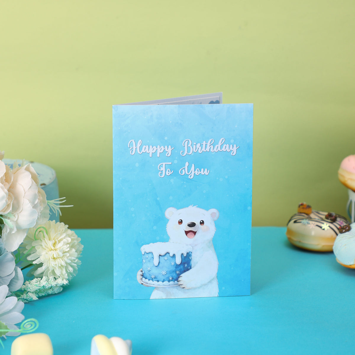 Bulk Supply Polar Bear Happy Birthday 3D Pop-Up Greeting Card Unique Cake Design Gift