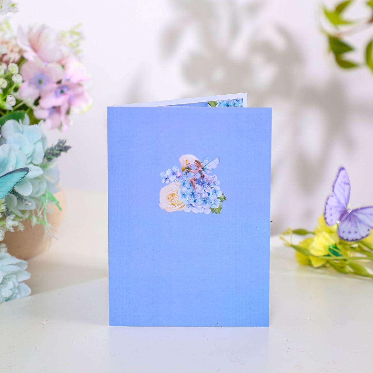 Bulk Order Greeting Card Blue Hydrangea With Fairy Flower Branch 3D Pop-up Card
