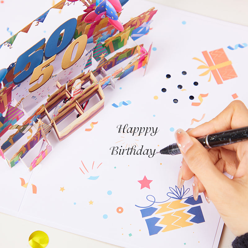 50th Birthday Light & Music 3D Pop Up Card