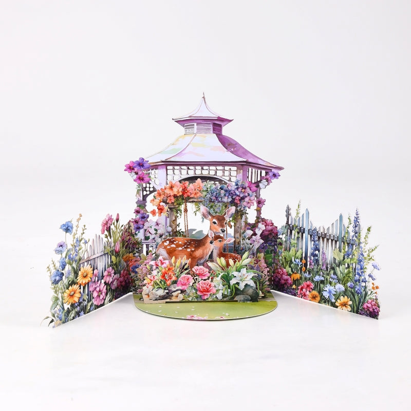 Bulk Order 3D Pop-Up Card Deer & Floral Gazebo Design Gift for All Occasions Greeting Card