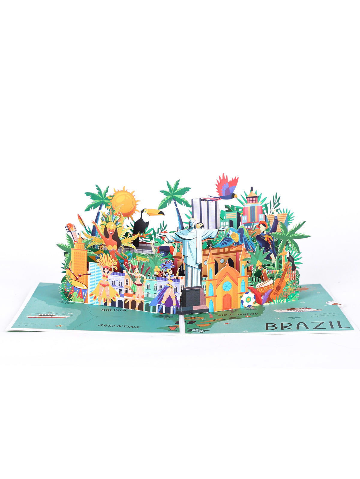 Rio de Janeiro 3D Pop-Up Card – Christ the Redeemer & Sugarloaf Mountain | Brazil Landmark Souvenir