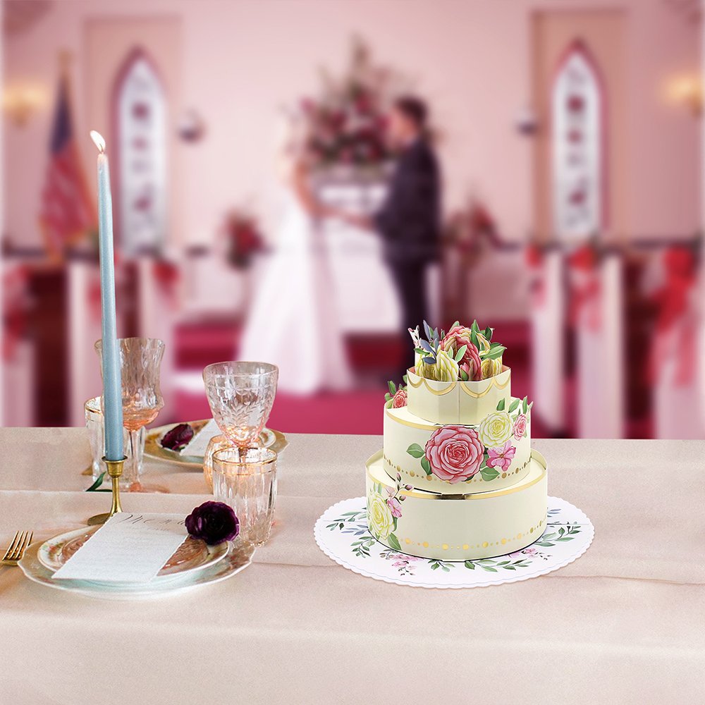 Floral Wedding Cake 3D Pop Up Card