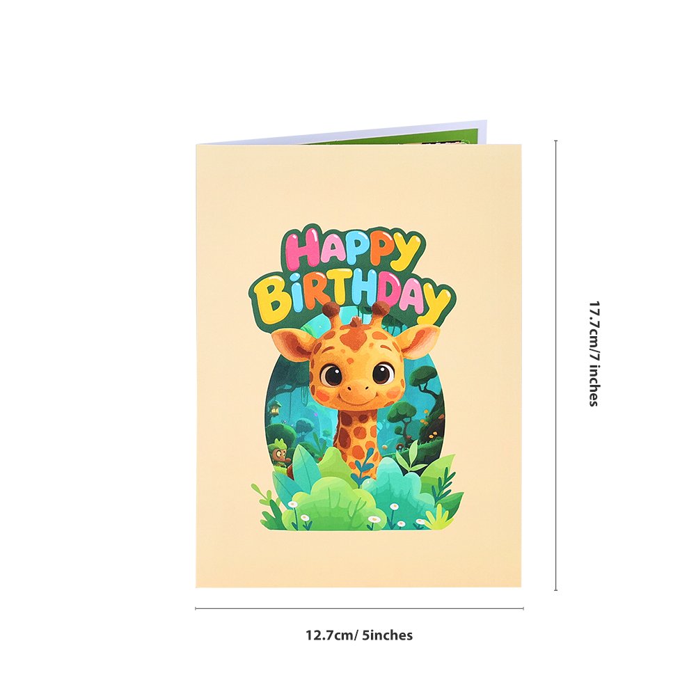 Giraffe Birthday Flip Pop Up Card