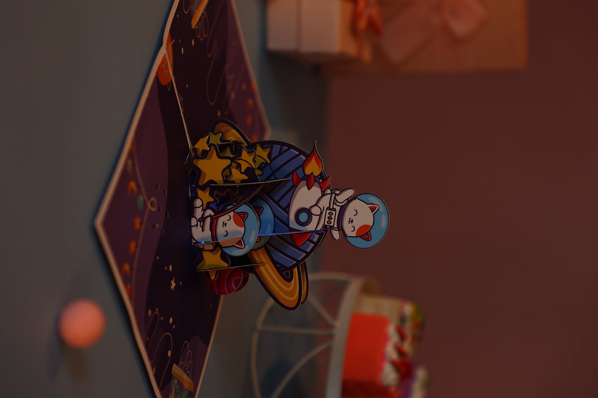 Space Cat Music 3D Pop Up Card