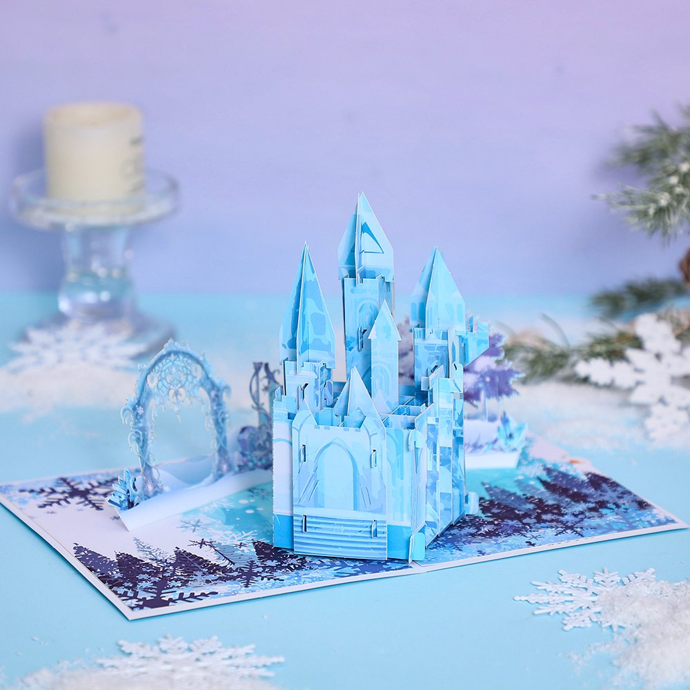 Icy Blue Castle 3D Pop Up Card