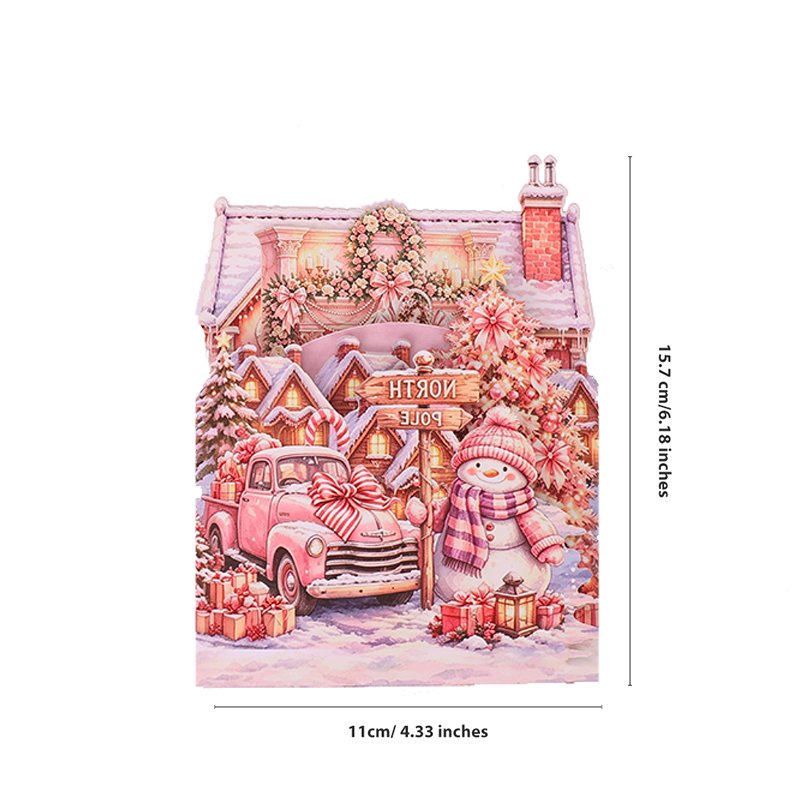Dreamy Pink Christmas Double Door Pop Up Card