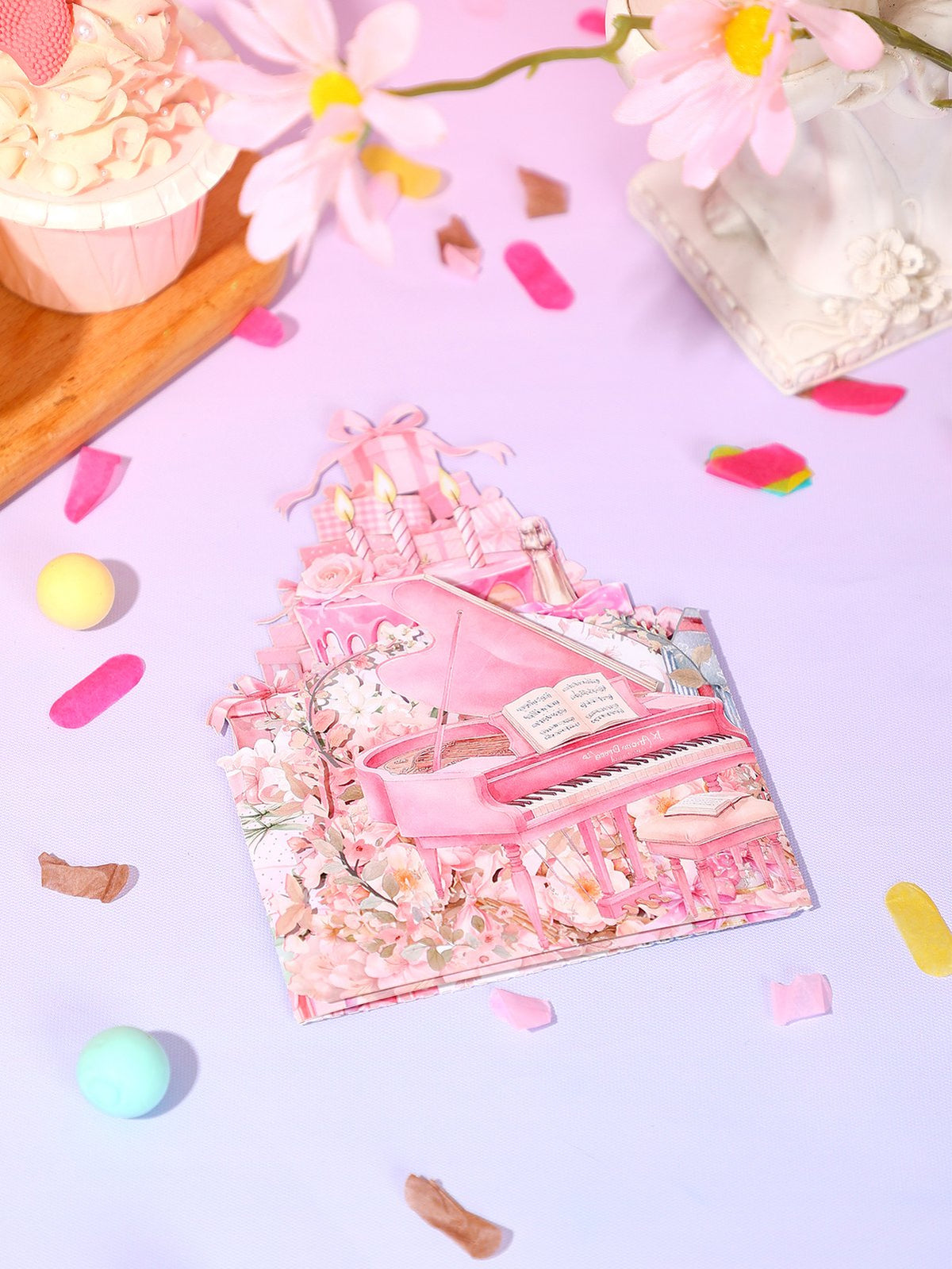 Pink Piano 3D Pop Up Card