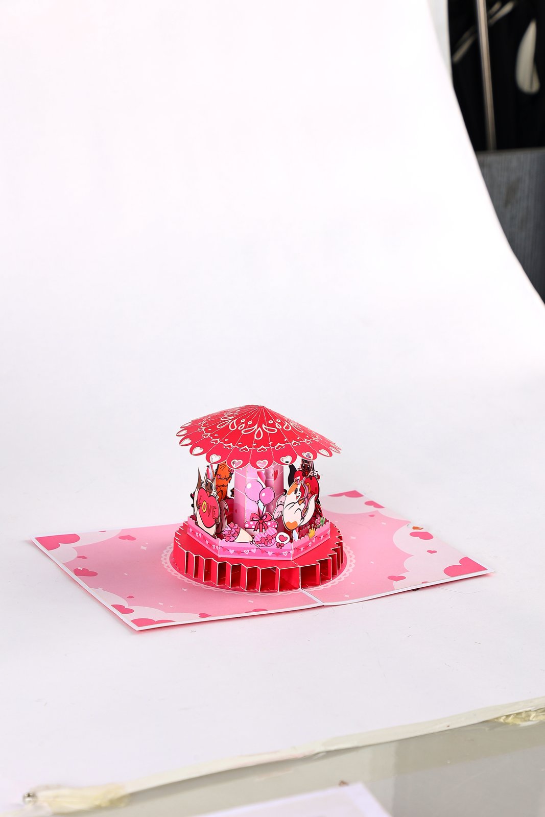 Valentine's Day Spinning Cat 3D Pop Up Card