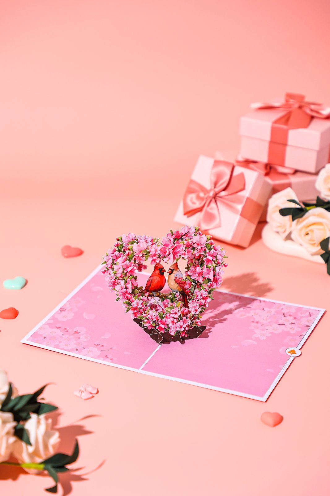 Cherry Blossom Bird Valentine's Day Greeting Card