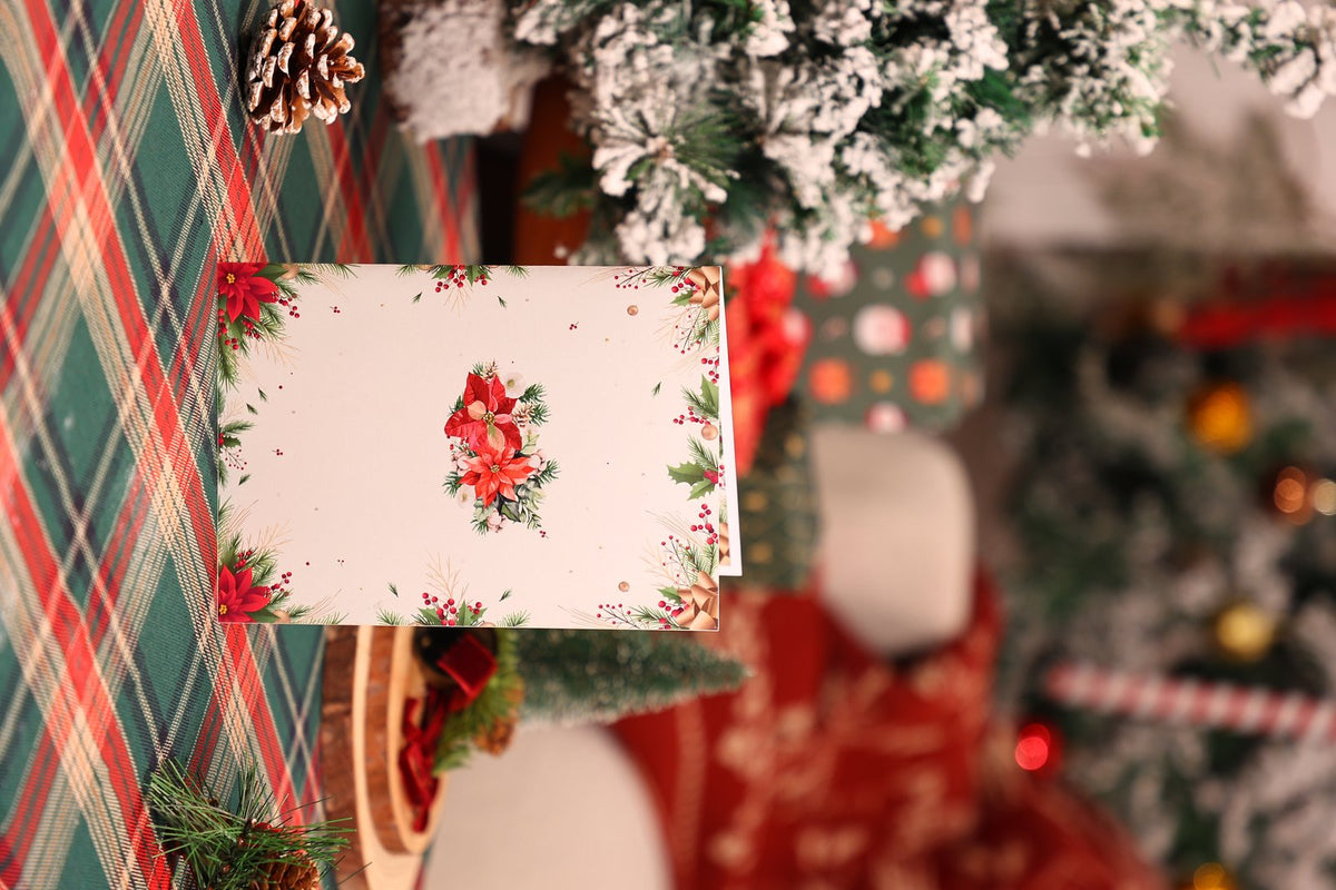 Poinsettia Heart Greeting Card
