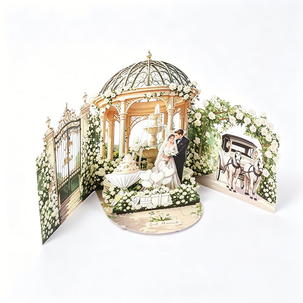 White Rose Wedding Double Door Card