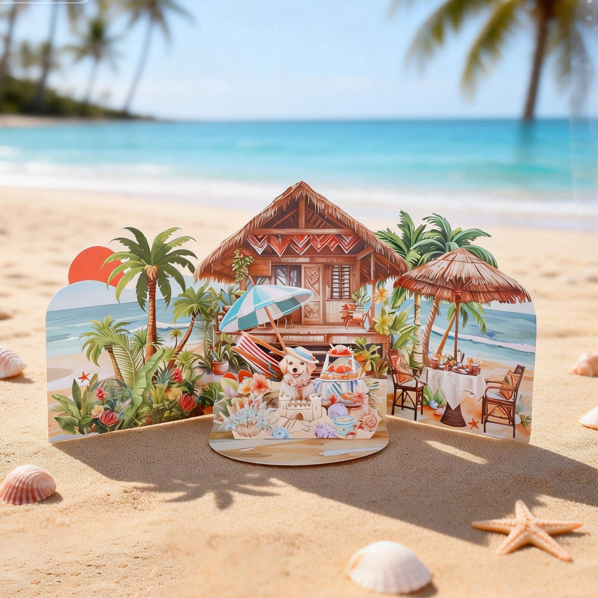 Tropical Beach Flip Pop Up Card