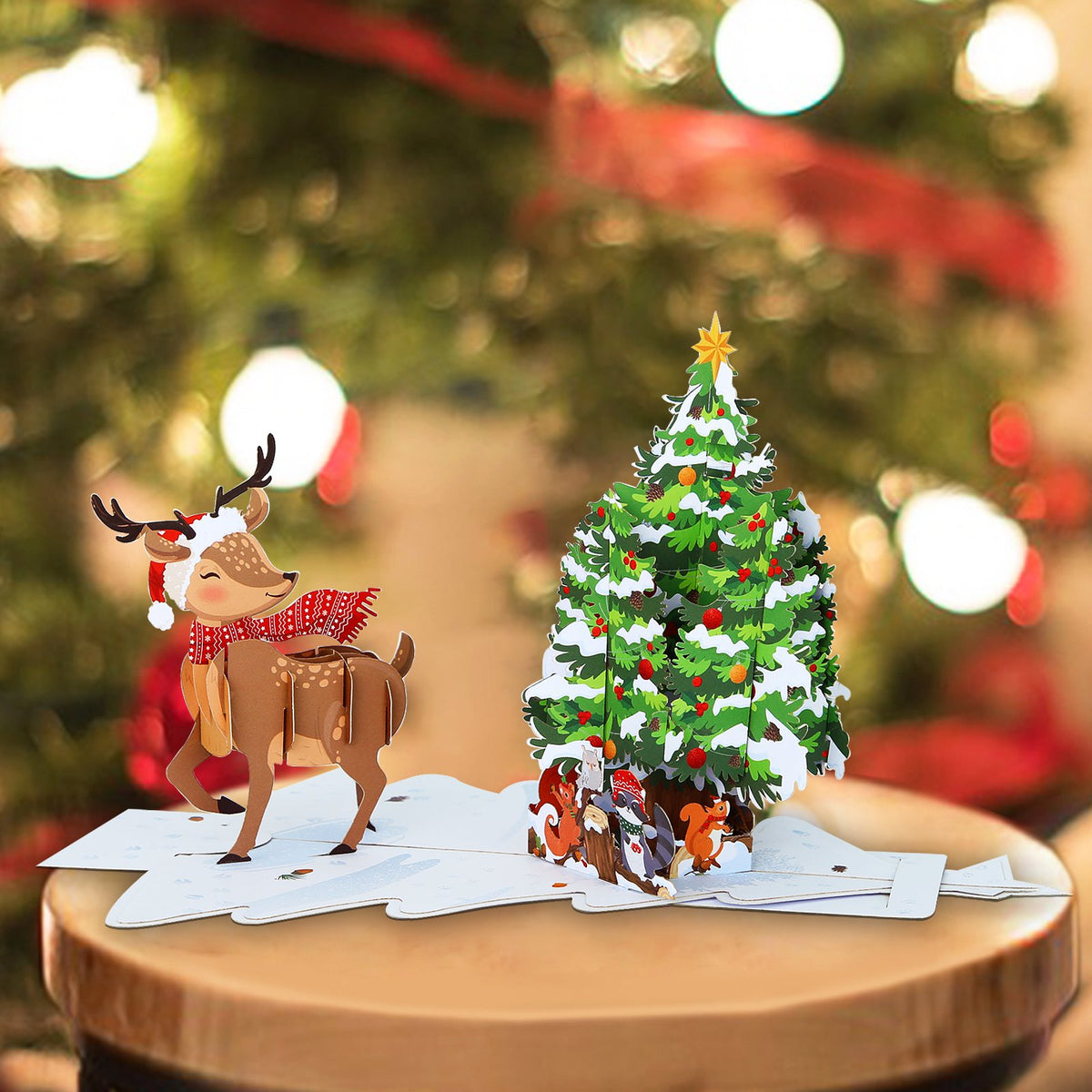 Green Christmas Tree Flip Pop Up Card