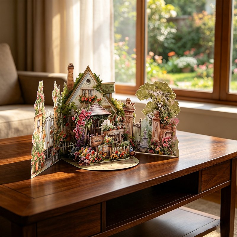 Green Garden Double Door Pop Up Card