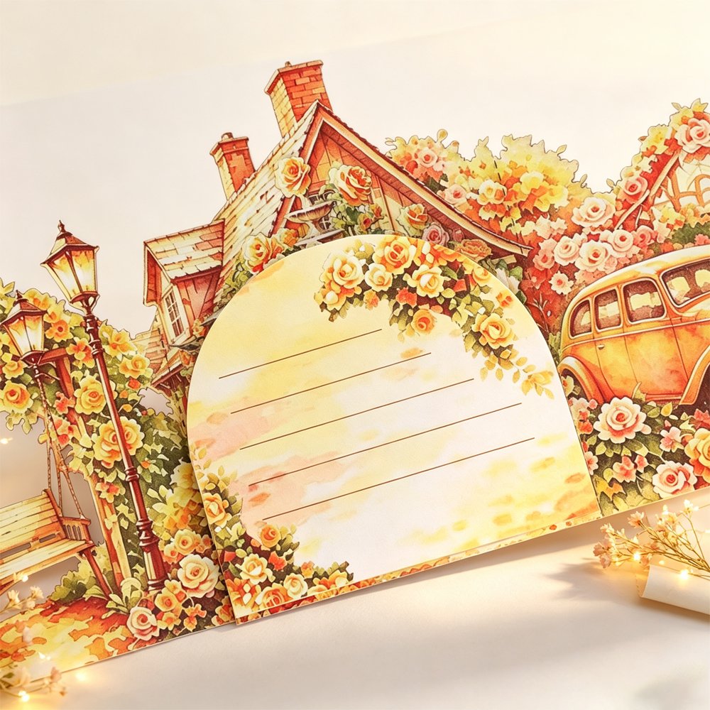 Yellow Rose Garden Double Door Pop Up Card