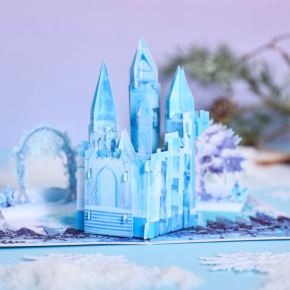 Icy Blue Castle 3D Pop Up Card
