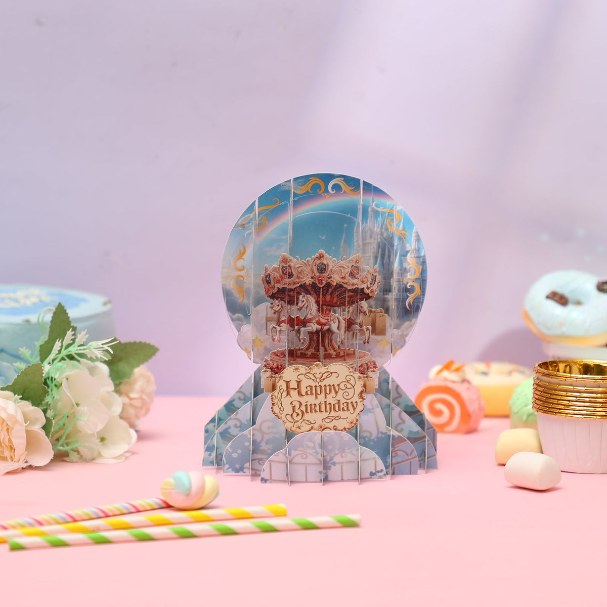 Carousel Crystal Ball Birthday Greeting Card