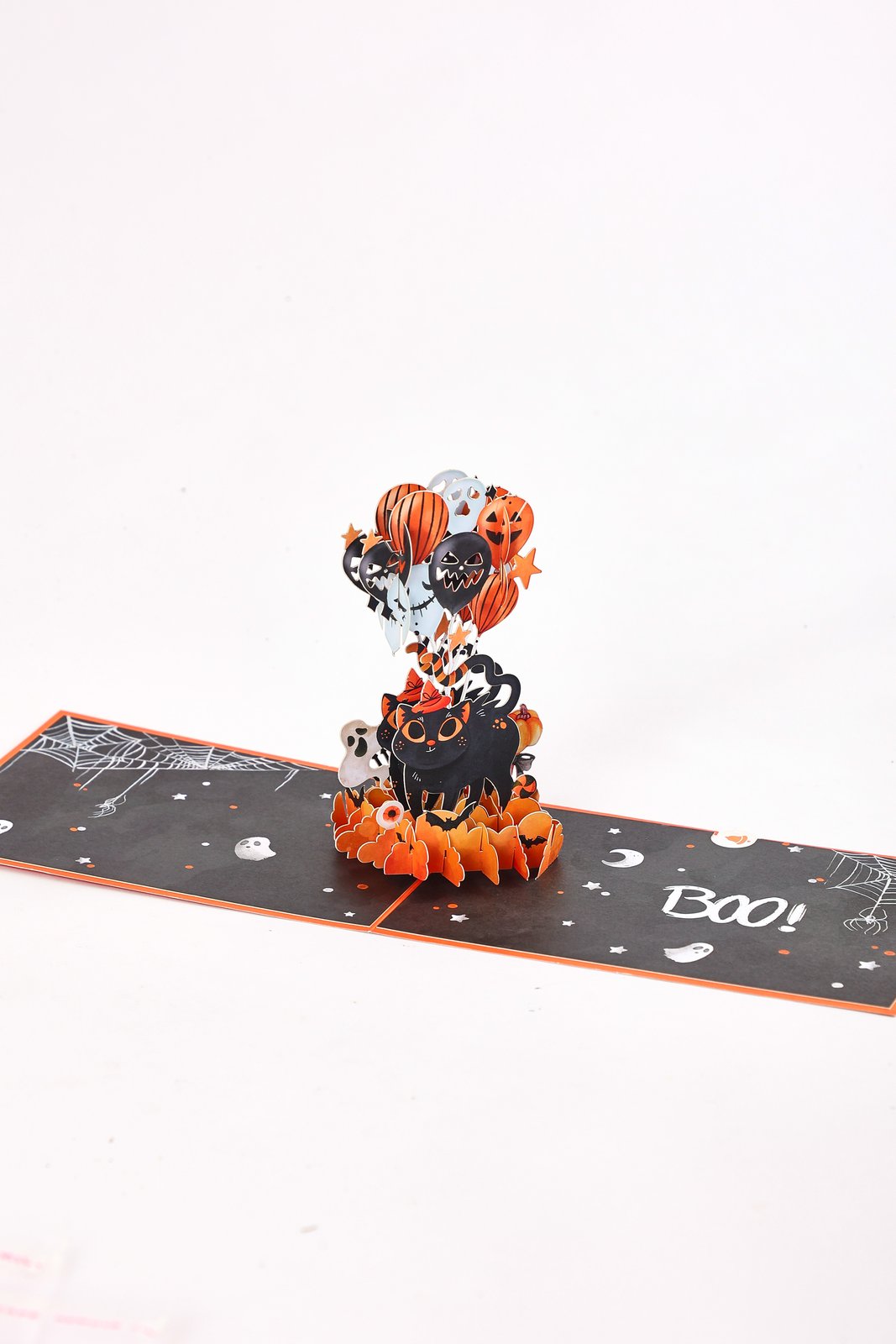 Halloween Balloon Kitten 3D Pop Up Card