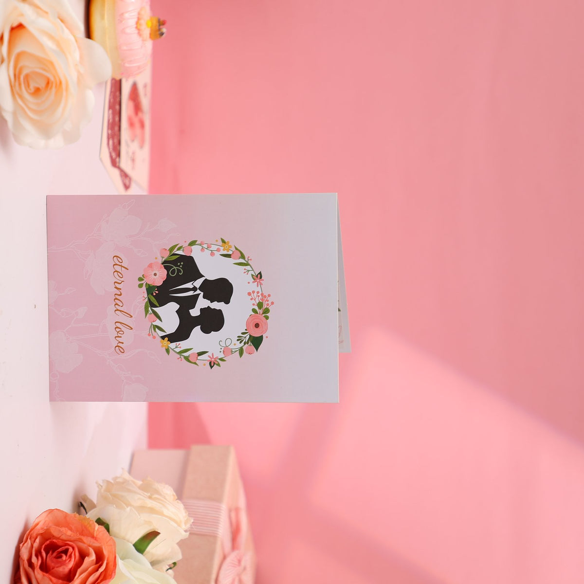 Floral Wreath Wedding Silhouette 3D Pop Up Card
