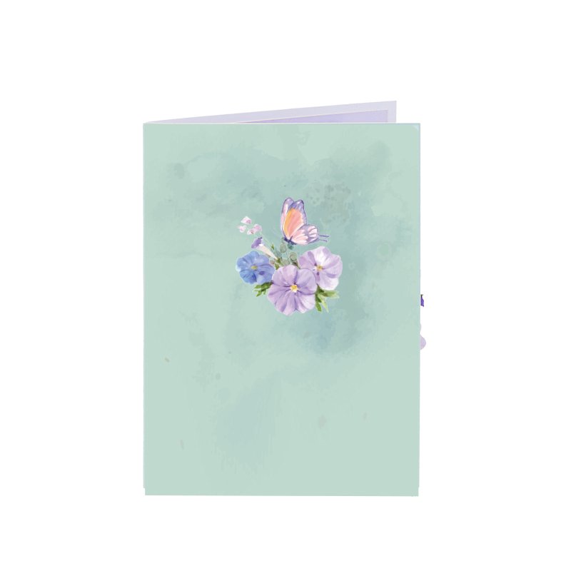Butterfly Fresh Flowers Crescent Moon 3D Pop Up Card