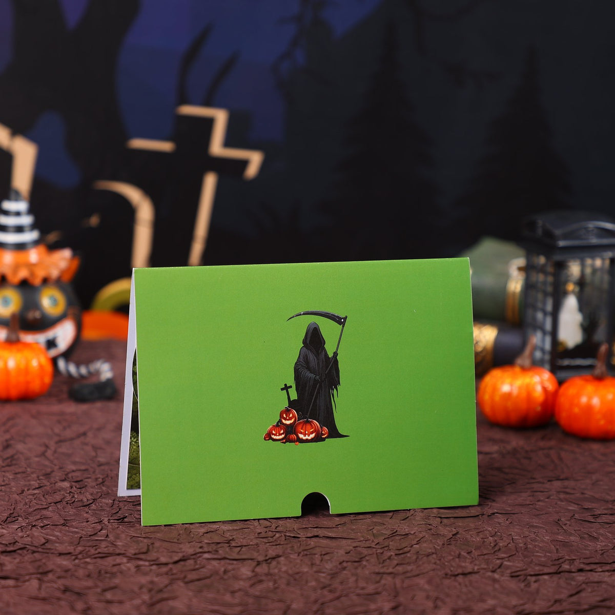 Grim Reaper Halloween Flip Pop Up Card